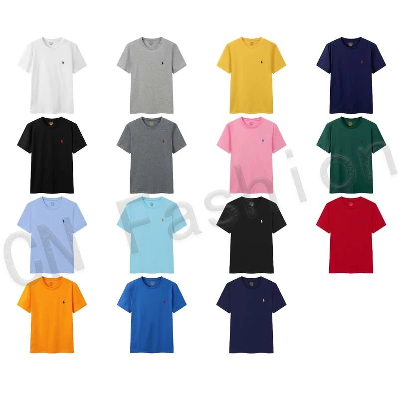 Pony logo cross-border summer men's round neck t-shirt short-sleeved slim fit cotton embroidery RL top casual all-match cotton  