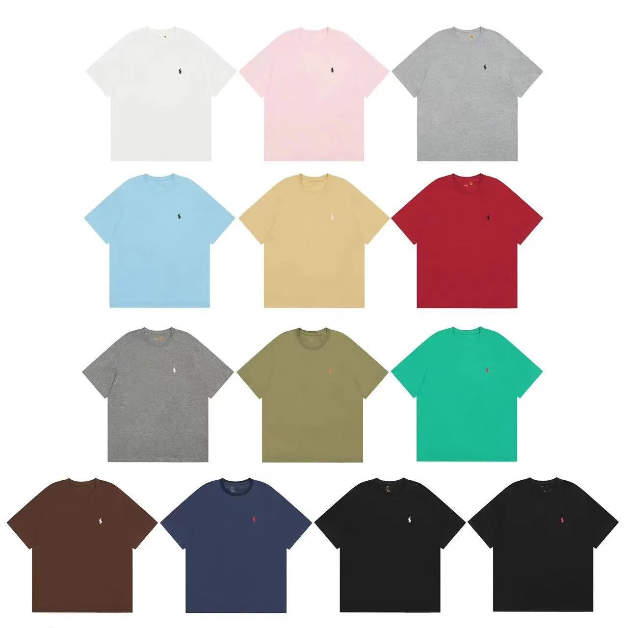Embroidered men's and women's round neck short sleeved T-shirt versatile and casual  