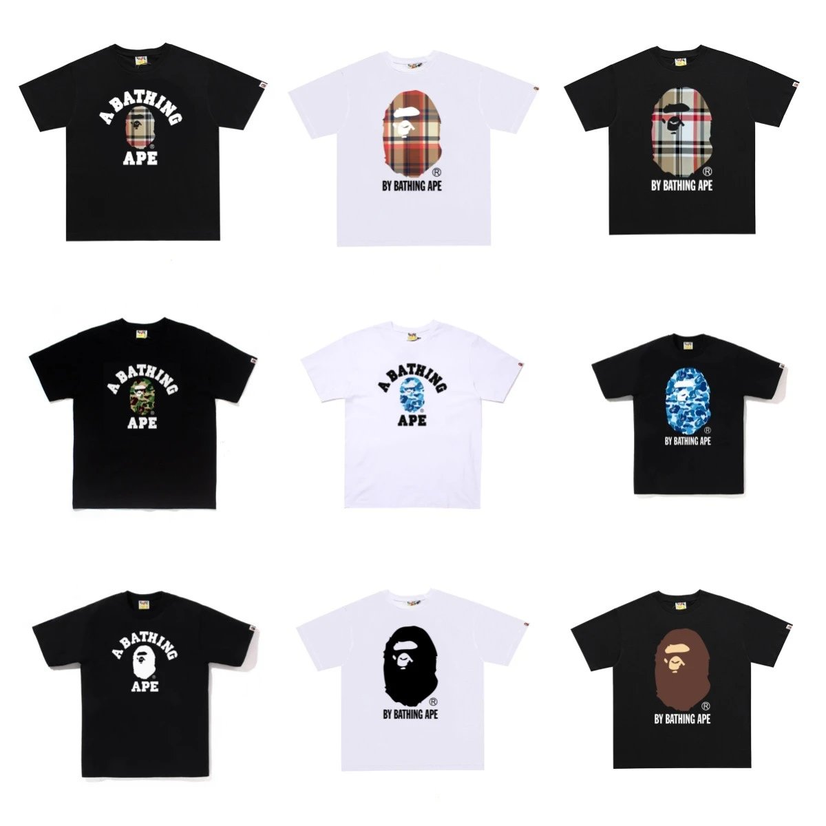 AP short-sleeved men's street print pure cotton loose couple casual T-shirt half-sleeved shirt  