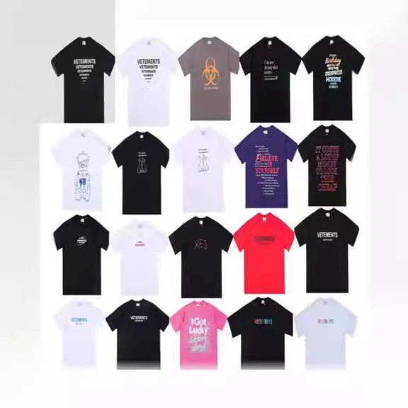 Embroidered round neck short-sleeved T-shirt, casual and loose for high street men and women  