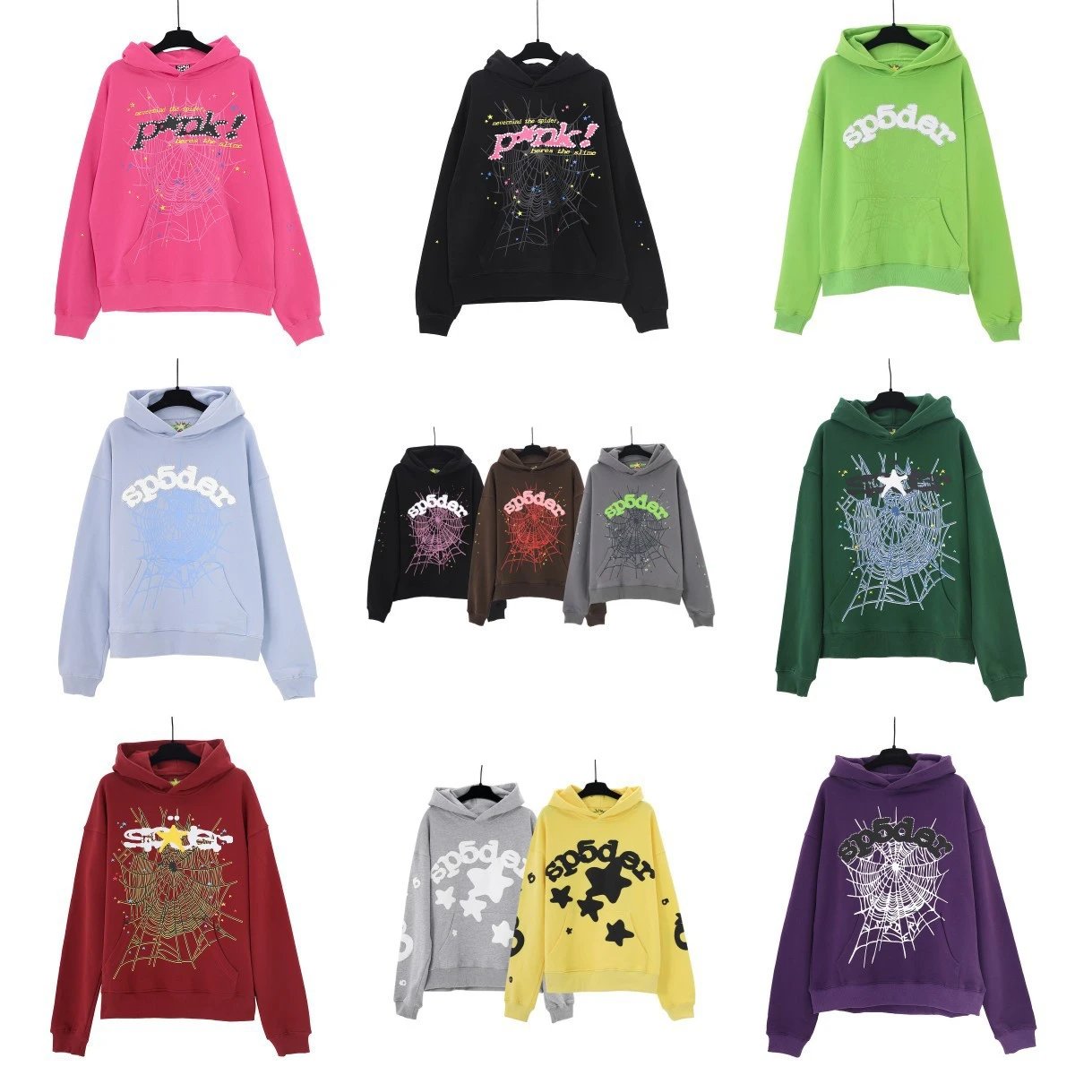Spider web foam printed hoodie European and American sweatshirt  
