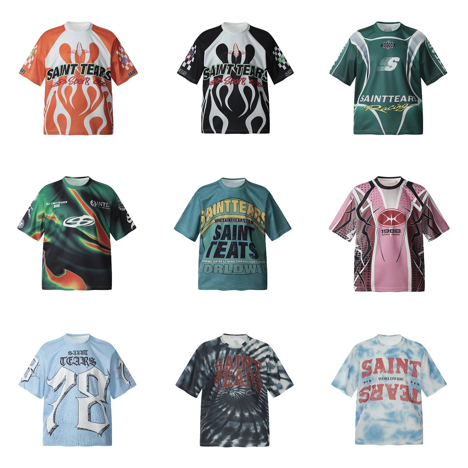 High street retro printed bottoming shirt T-shirt for men and women loose casual round neck short sleeve trend  
