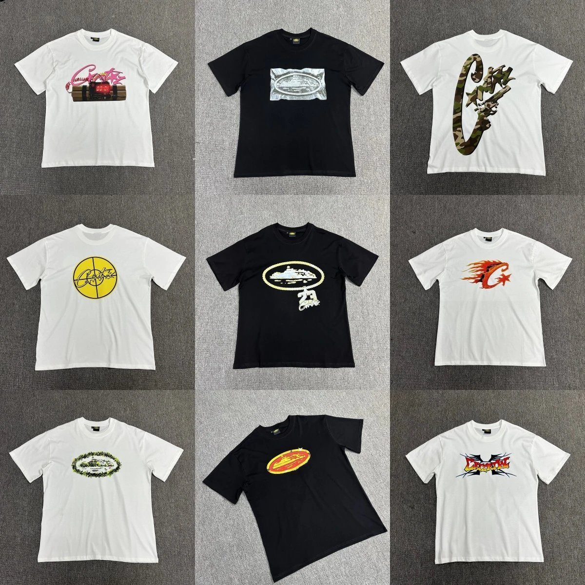 Retro print men's and women's trendy loose casual short-sleeved T-shirts  