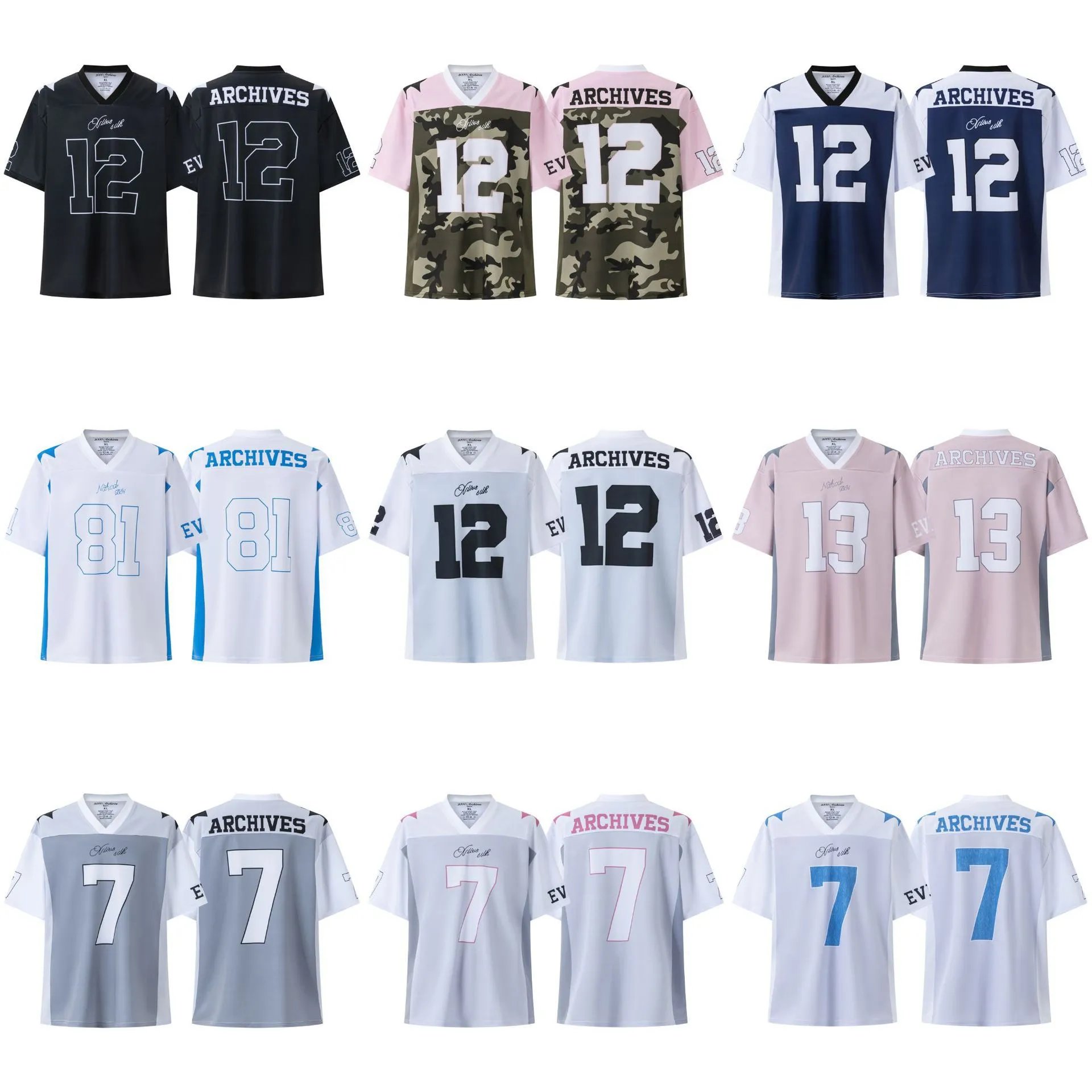 Retro football uniforms for men and women, short-sleeved T-shirt jersey  