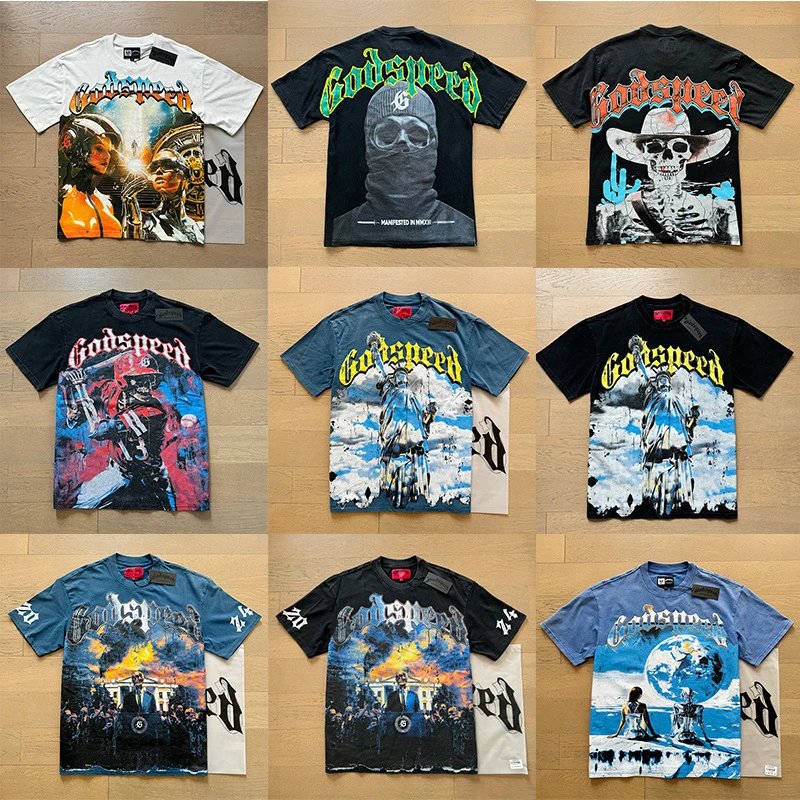 Short-sleeved high street T-shirt washed and distressed  