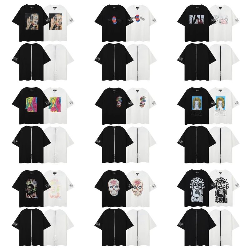 Graffiti pattern printing loose casual couple round neck short-sleeved T-shirt bottoming shirt for men  