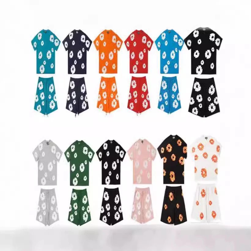 Men's and women's loose casual short-sleeved t-shirt shorts three-quarter pants  